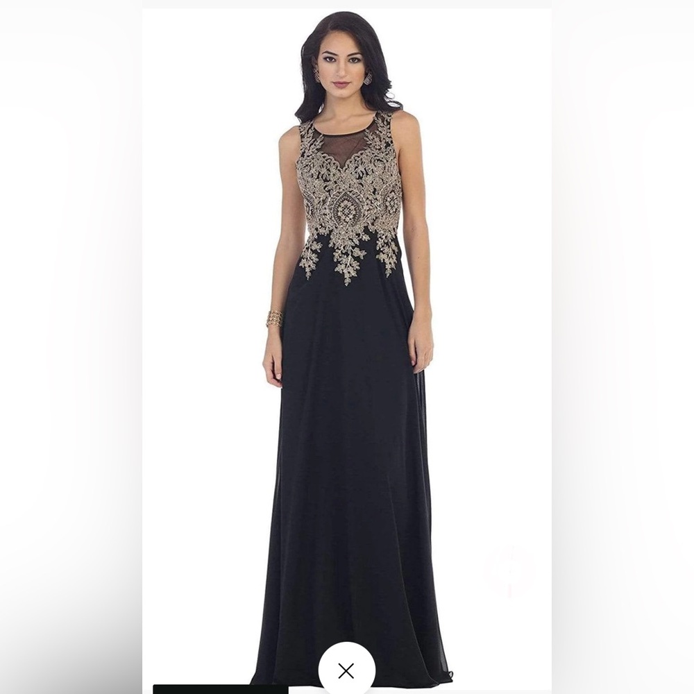 Dancing Queen| Formal black and gold dress with mesh and beaded top